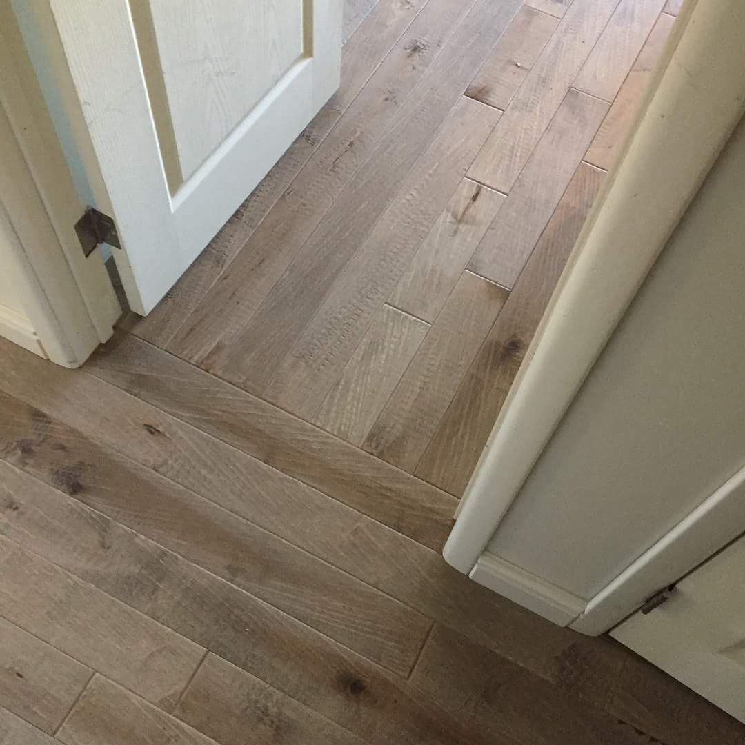 Flooring transition from a room to the hallway